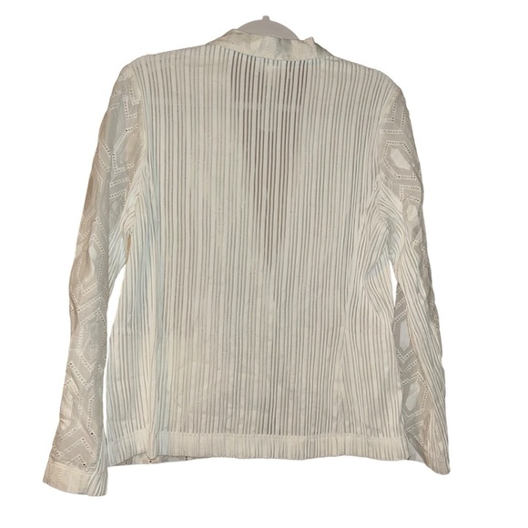 Chico's Celebration White Eyelet Blazer, Size 2 a(Size L 12) Lightweight Summer - Picture 3 of 4